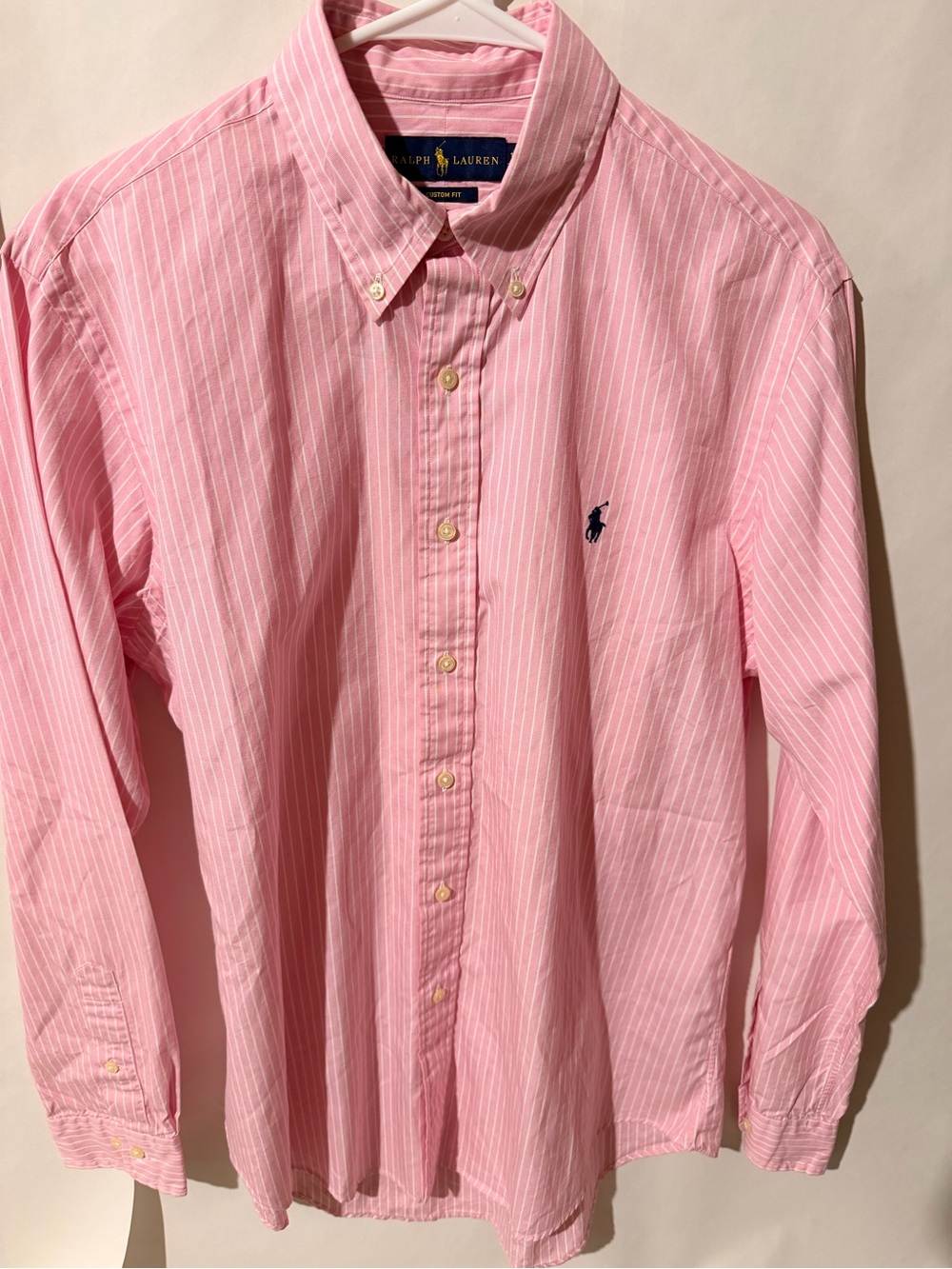 Ralph Lauren Pink & White Pinstripe Button-Down Shirt / Fits like M/L